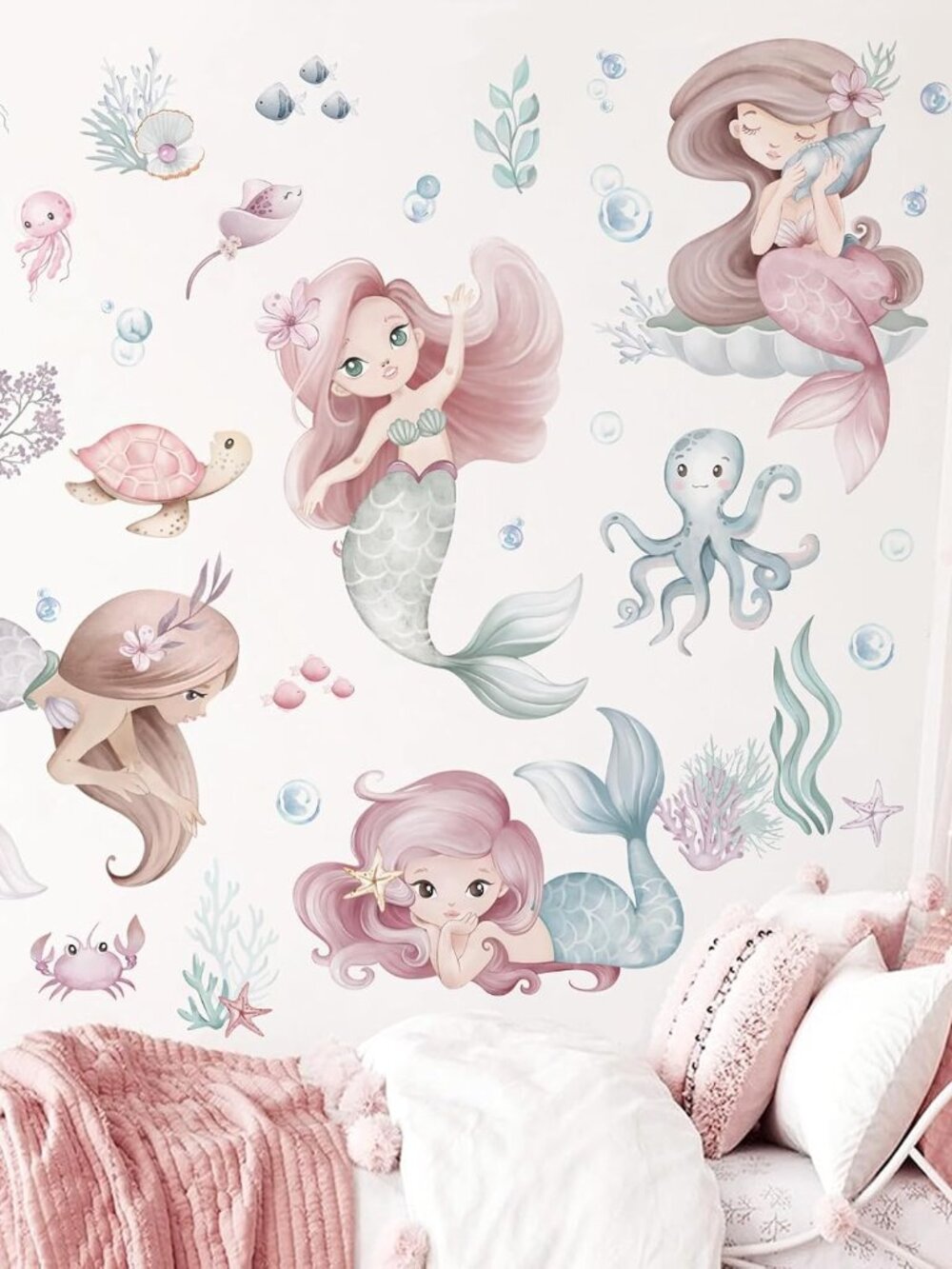 Under The Sea Mermaid Wall Decals Ocean Turtle Wall Stickers
